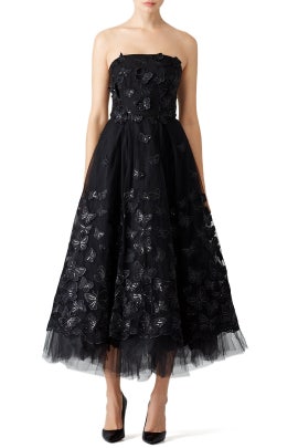 Black Butterfly Tea Dress by Marchesa Notte