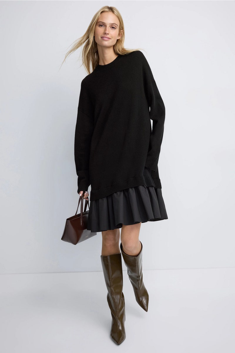 Cashmino Mixed Media Mini Dress by NAADAM