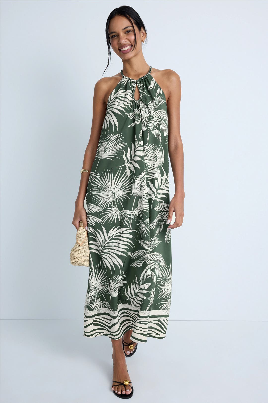 Halter Palm Tree Midi Dress by The Good Journey | Rent the Runway