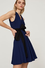 Navy Blue Tie Waist Dress by Thakoon x RTR