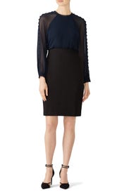 Navy Blouson Dress by Badgley Mischka