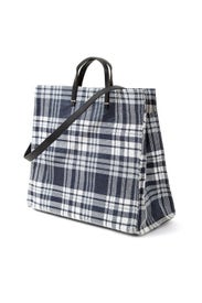 Navy Plaid Simple Tote by Clare V.