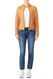 Camel Leather Jacket by DOMA