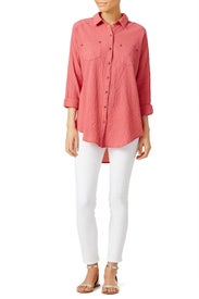 Pink Puckered Button Down by Free People