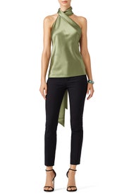 Olive Cross Halter Top by GALVAN