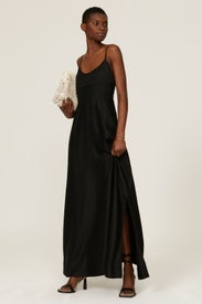 Black Prudence Strappy Linen Maxi by SIMKHAI