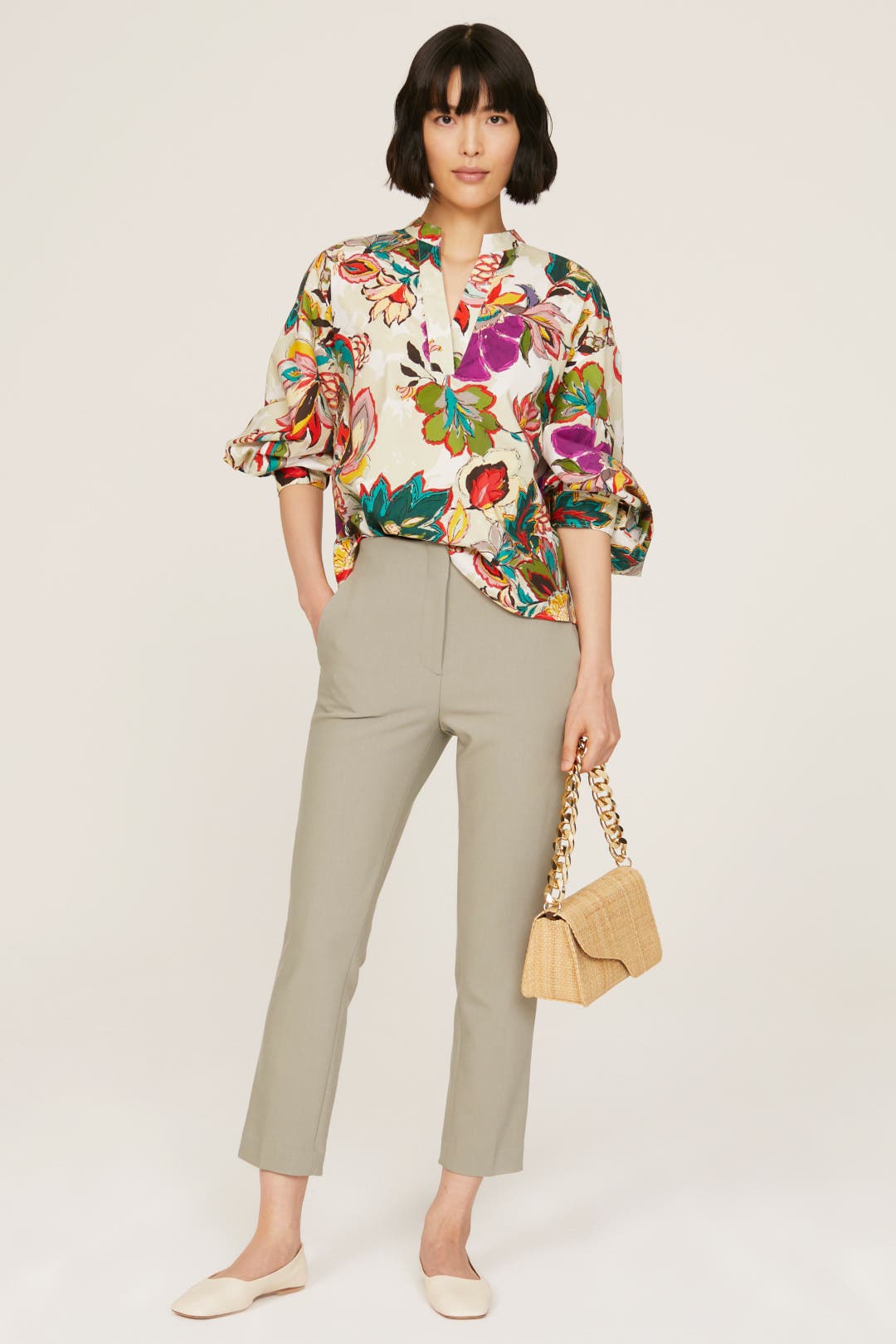 Natori Sayuri Puff Sleeve Top Multicolored-print