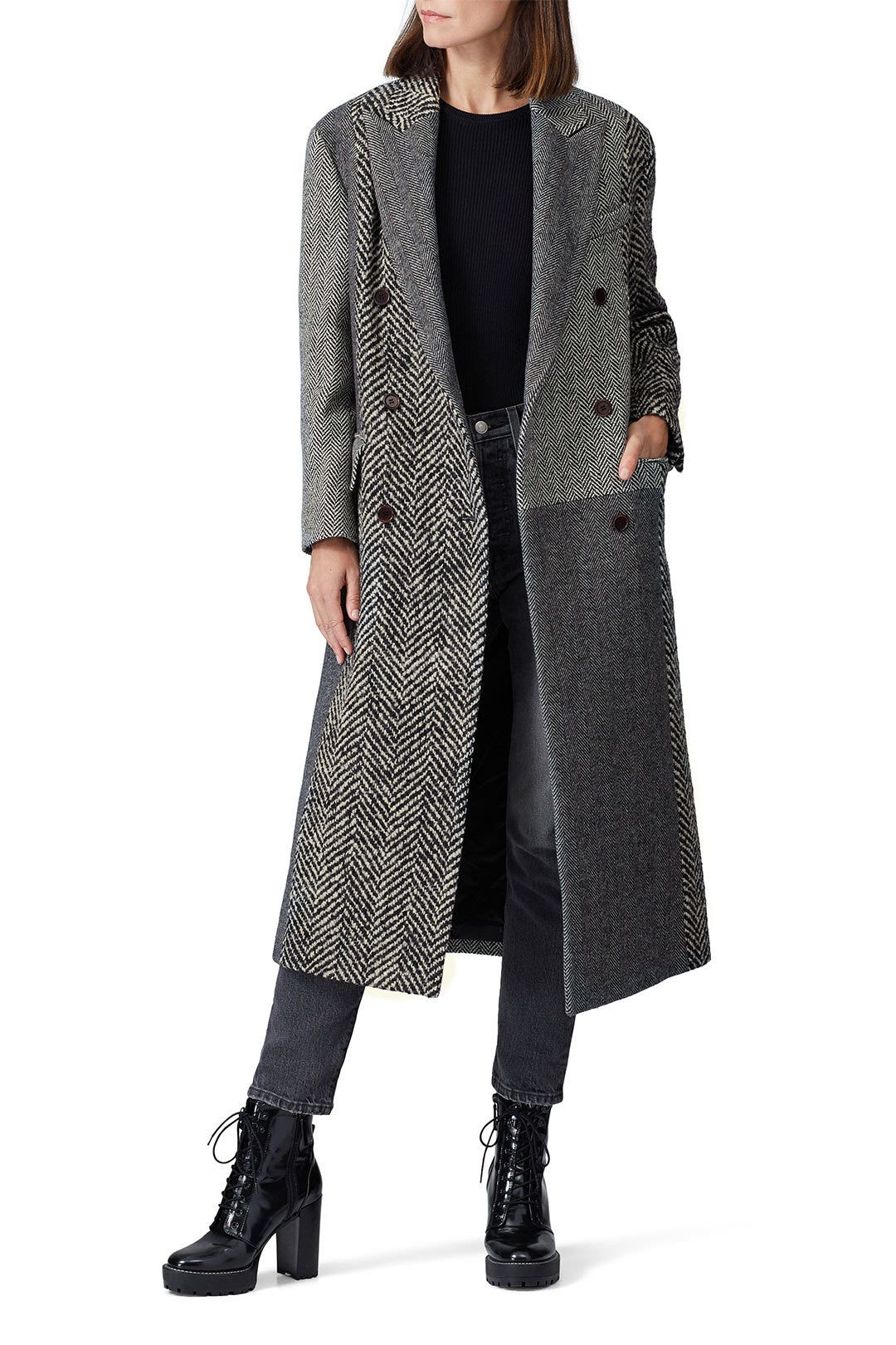 Multi Herringbone Coat by SJYP 0