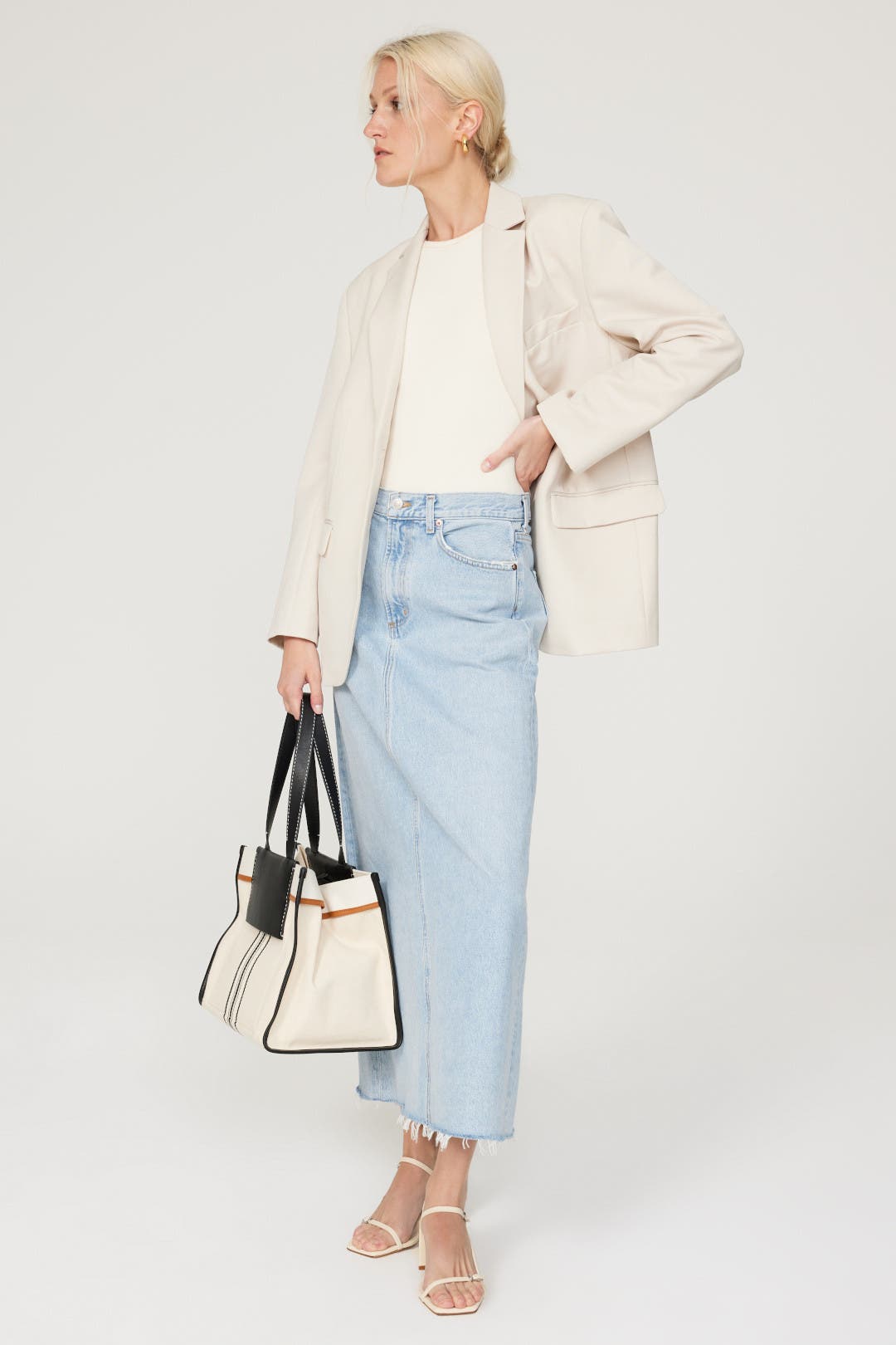 Beige Quinn Blazer by Anine Bing | Rent the Runway