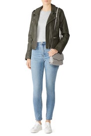 Green Faux Leather Jacket by BLANKNYC