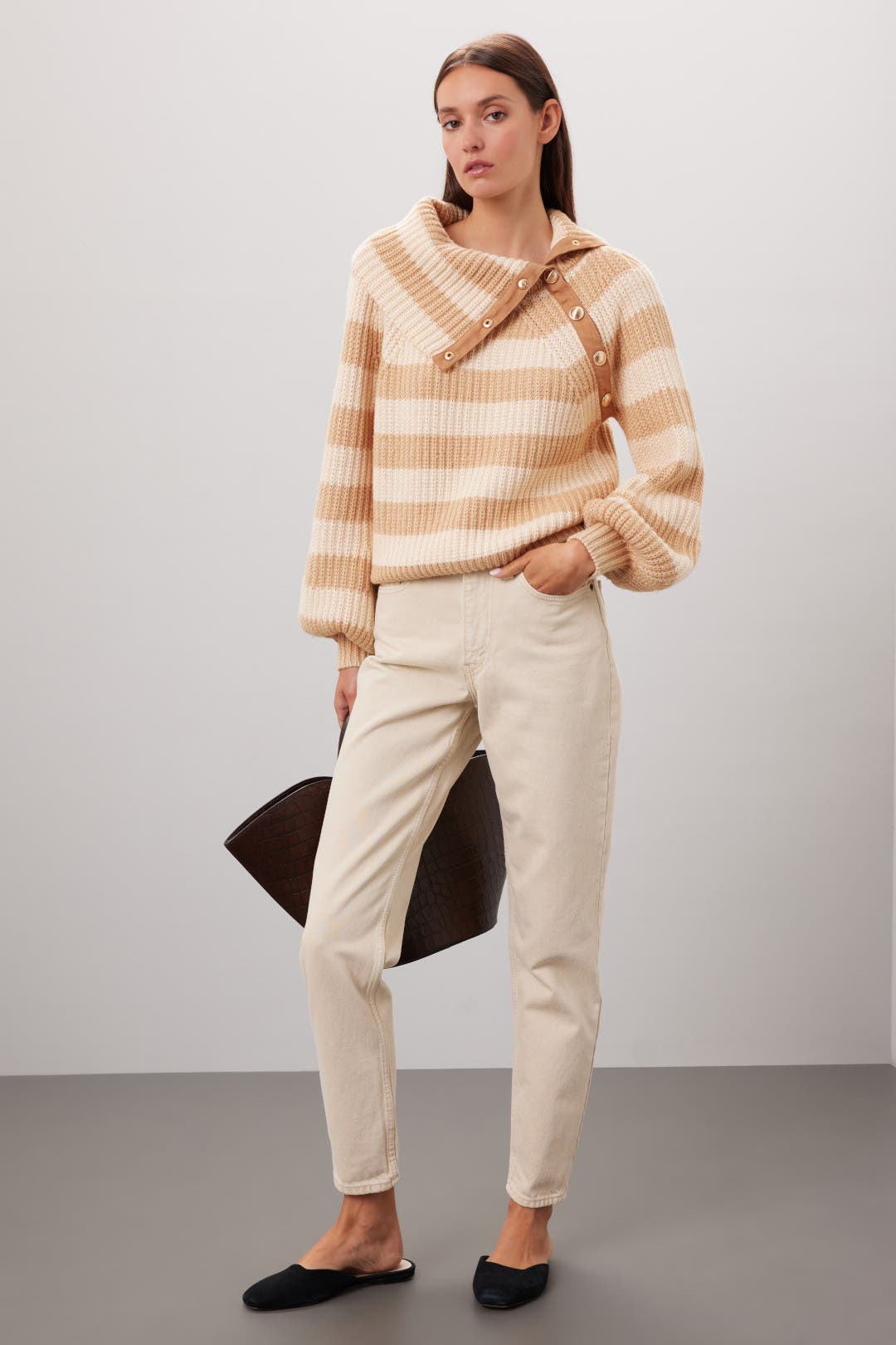 Button Neck Striped Sweater by Derek Lam 10 Crosby x RTR | Rent