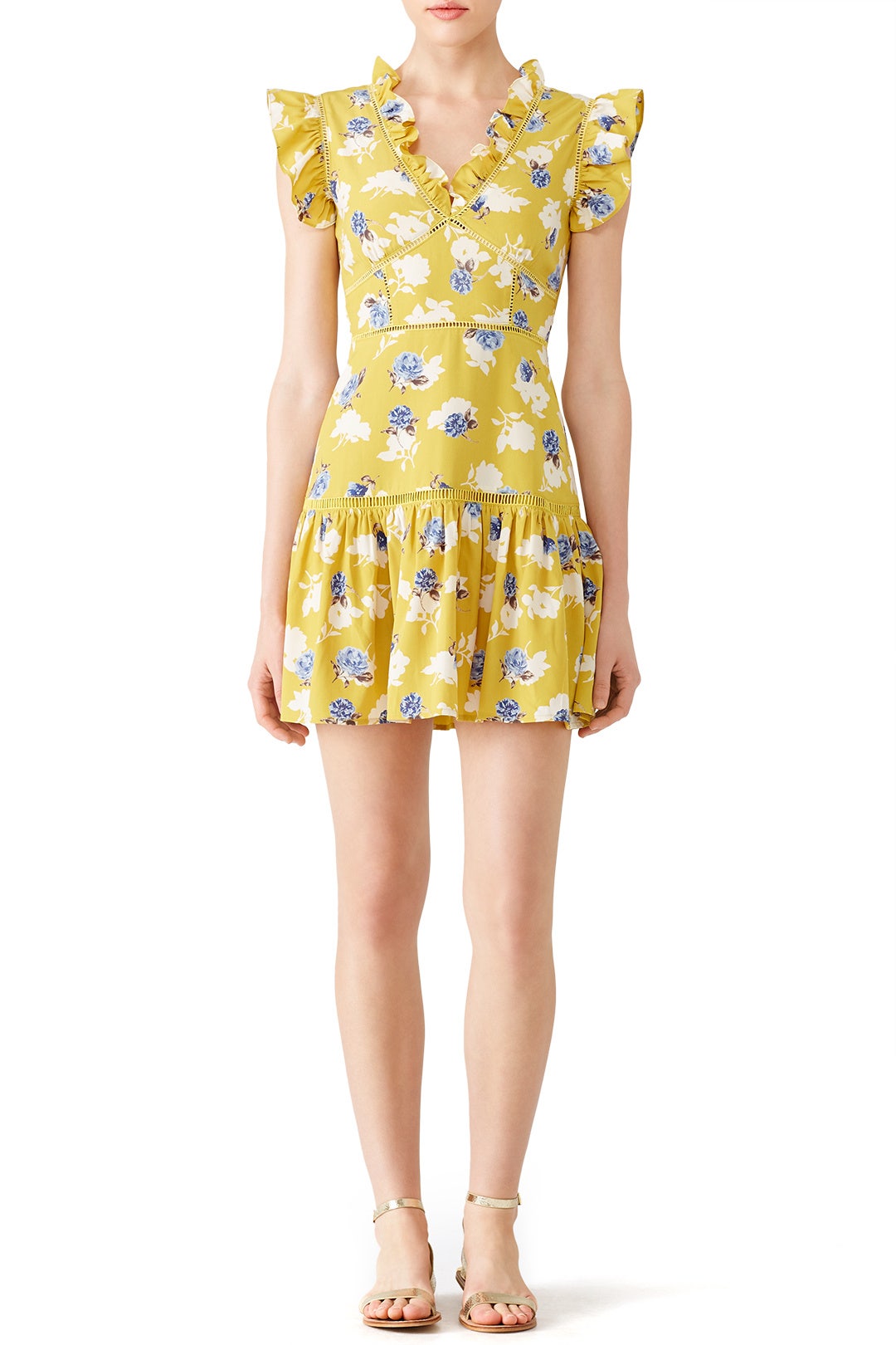 Yellow Floral Ruffle Dress by J.O.A. 0