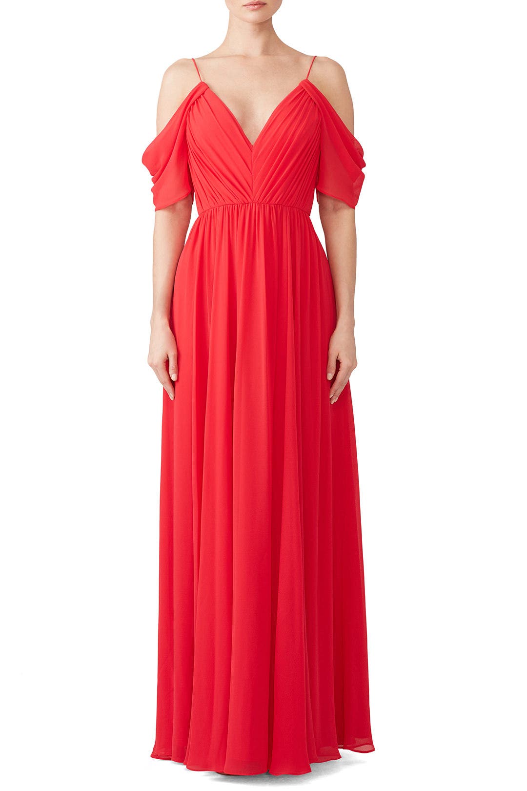 Red Cold Shoulder Gown by Badgley Mischka 0