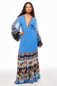 Anika Tiles Blue Maxi Dress by FARM Rio