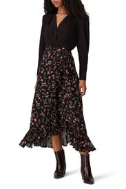 Black Floral Midi Skirt by GANNI
