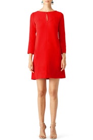 Red Trim Slit Dress by Lela Rose