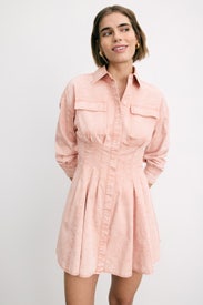 Denim Pleat Shirt Dress by MICHAEL KORS