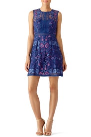 Royal Blue Floral Dress by Marchesa Notte