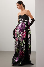 Floral Strapless Gown by Marchesa Notte
