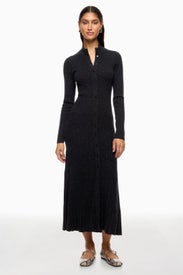 Cashmino Ribbed Button Front Dress by NAADAM