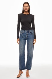Lexi Mid Rise Bowed Straight Jeans by PISTOLA