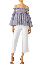 Navy Striped Davenport Top by Petersyn