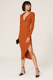Cinnamon Ribbed Midi Dress by Self-Portrait