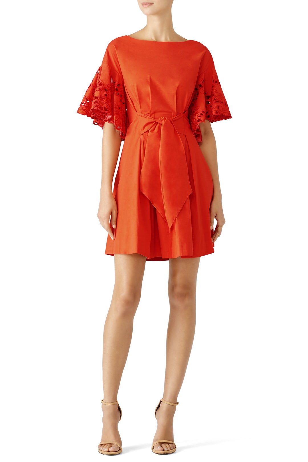 Red Eyelet Flutter Dress by Josie Natori | Rent the Runway Red Eyelet Flutter Dress by Josie Natori | Rent the Runway