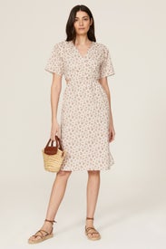 Pink Floral Surplice Dress by Louna