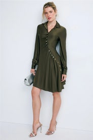 Robe Asymmetrical Button Detail Dress by Rabanne