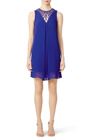 Blue Latticework Dress by Nicole Miller