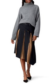 Navy Scarf Insert Skirt by rokh