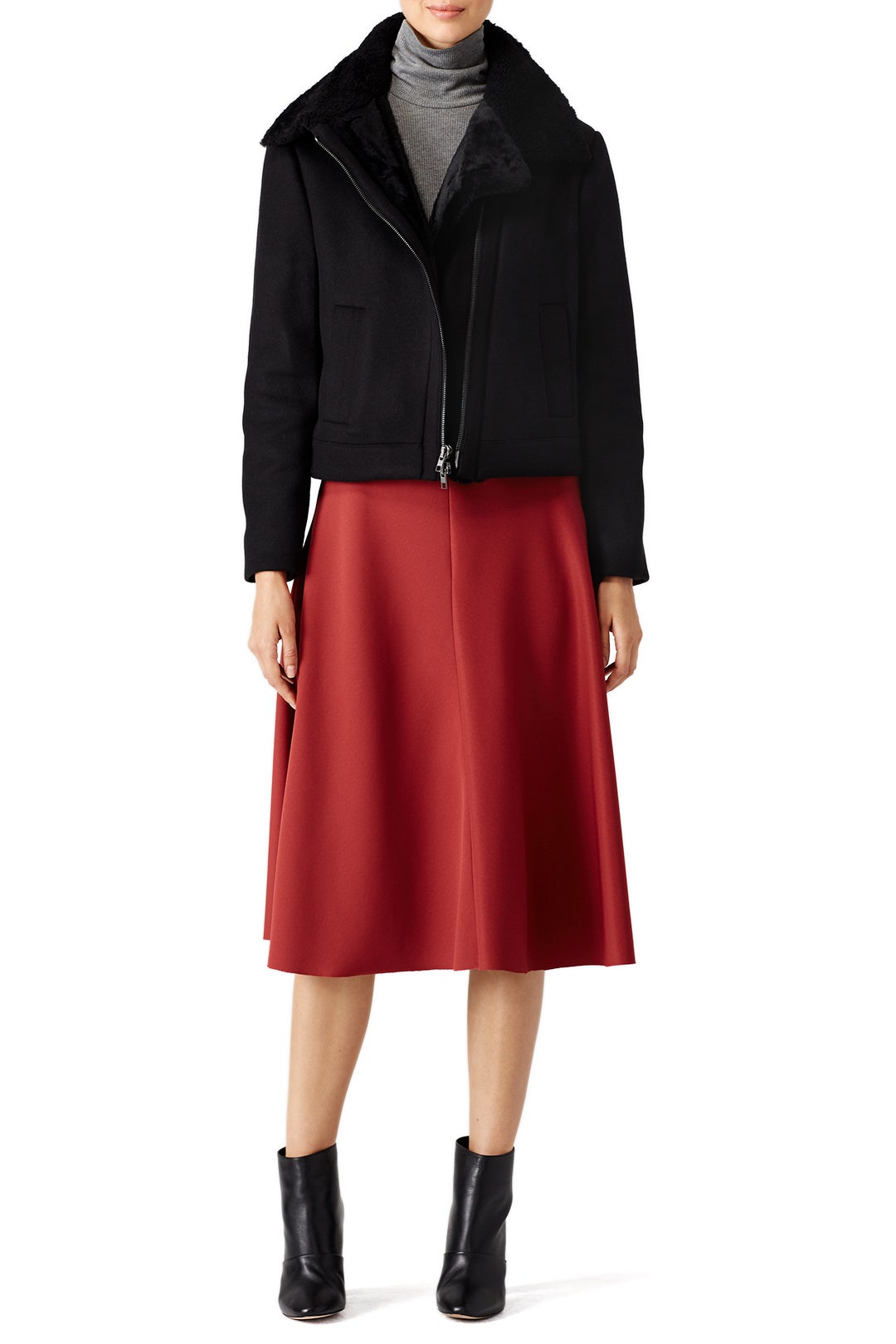 Shearling Collar Moto Jacket by VINCE. 0