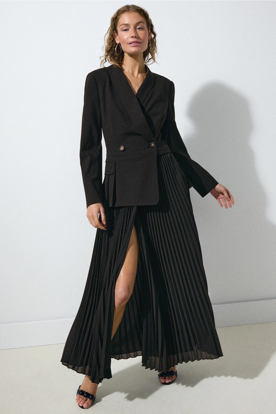Moren Pleated Black Blazer Dress by SIMKHAI | Rent the Runway