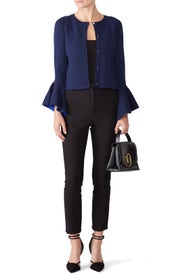 Contrast Draped Sleeve Cardigan by Milly