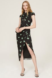 Pansy Print Midi Dress by Self-Portrait