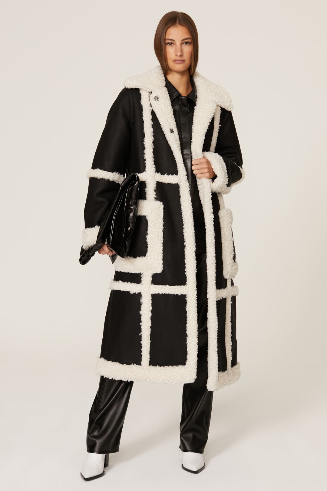 【STAND STUDIO】フェイク シアリング ロングコート PATRICE Patrice Faux Leather Coat by Stand Studio | Rent the Runway