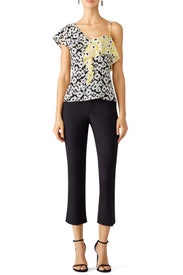 Yellow Printed Floral Ruffle Top by Slate & Willow