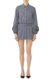 Navy Check Skort Romper by Alexis