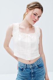 Linen Ruffle Cami by LE JEAN