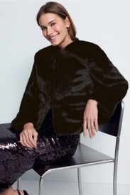 Gifanita Collarless Fur Coat by Maje