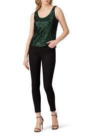 Green Sequin Top by Milly