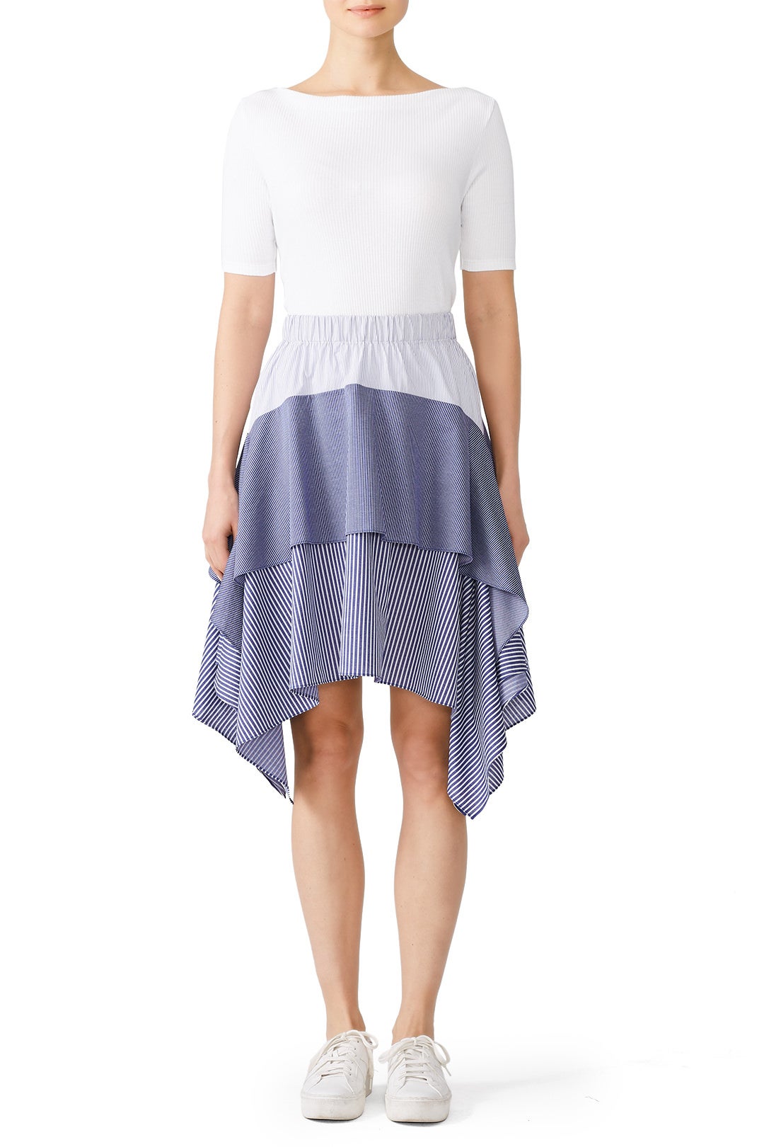 Blue Striped Tier Skirt by Opening Ceremony 0