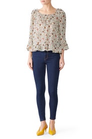 Printed Ruffle Blouse by Tory Burch
