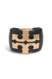 Black Logo Resin Cuff by Tory Burch Accessories