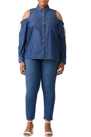 Cold Shoulder Chambray Top by ELOQUII