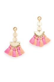 Pink Multi Fringe Earrings by Ettika