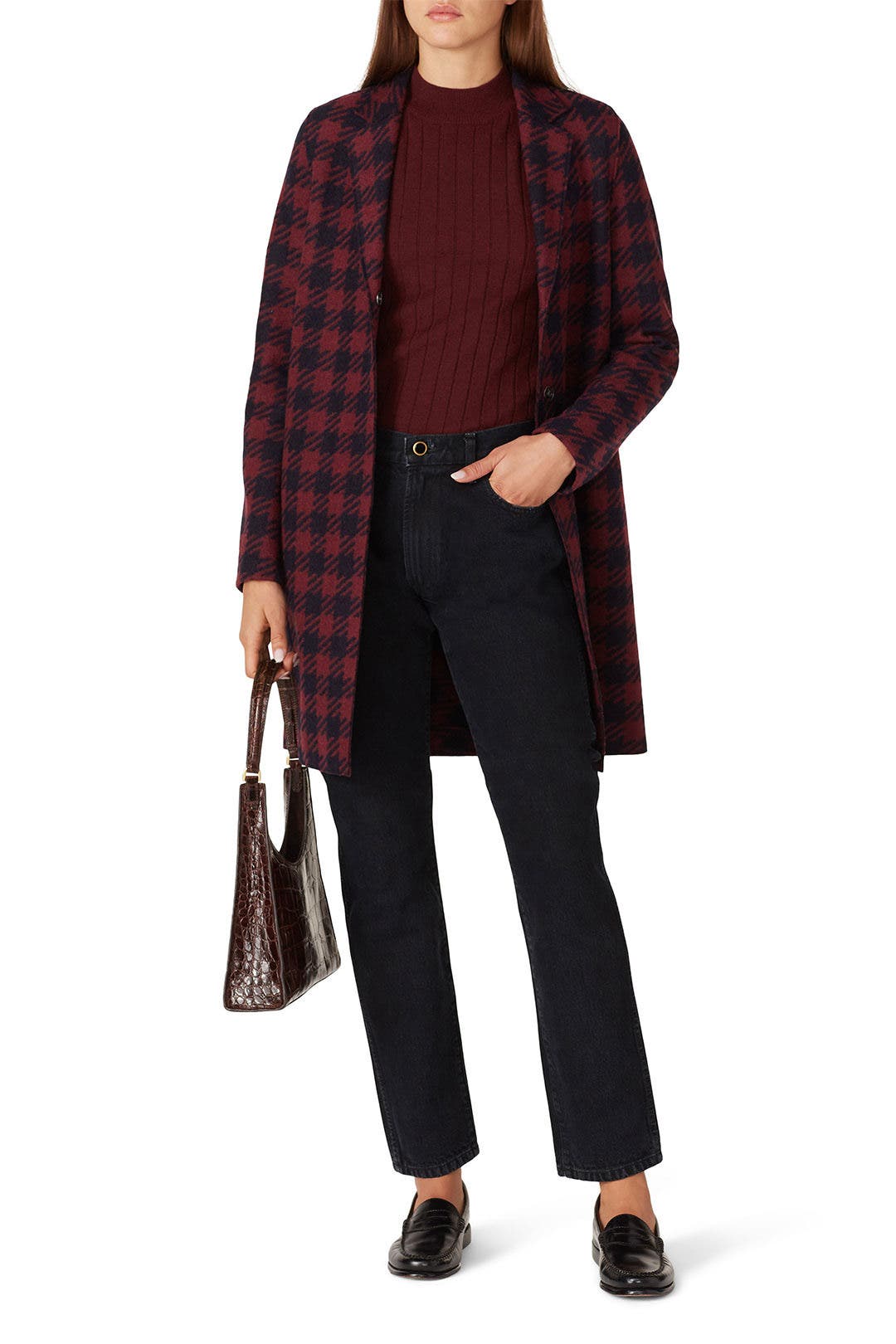 Red Gingham Coat by Harris Wharf London | Rent the Runway
