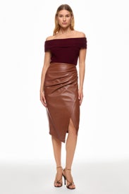 Ruched Side Faux Leather Skirt by Jason Wu x RTR