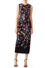 Multi Floral Embroidered Dress by ML Monique Lhuillier